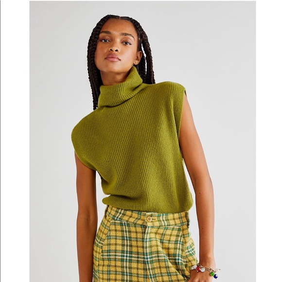 • free people cashmere mock neck sleeveless pullover sweater • - Picture 2 of 5
